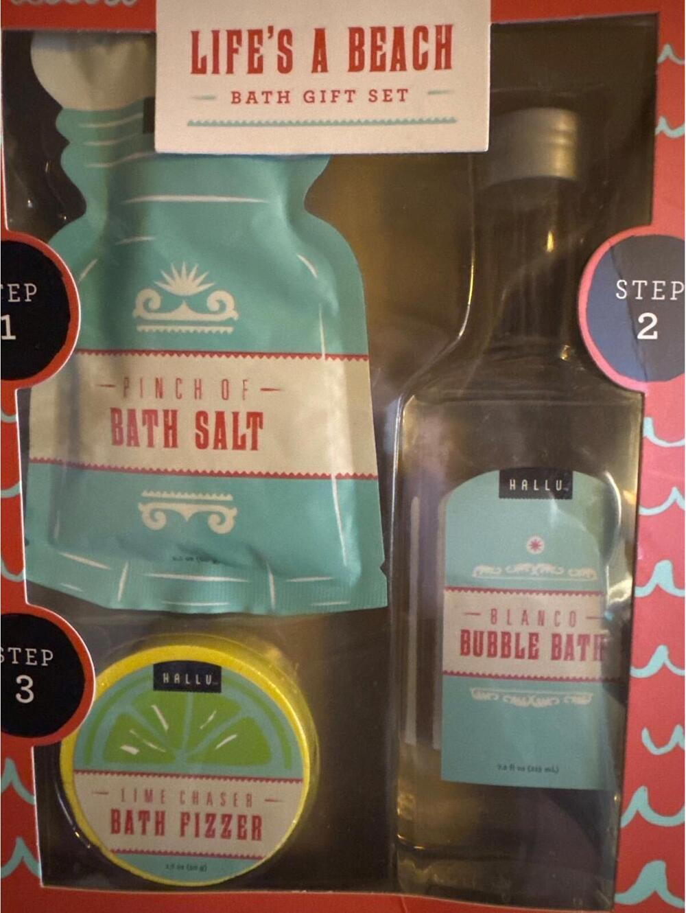 Lifes a Beach 3 Piece Bubble Bath Gift Set New Hallu Escape by Peyton